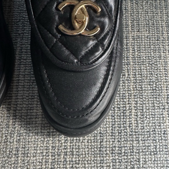 Authentic Chanel Quilted Black Loafers - Picture 3 of 11